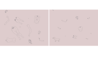 a series of drawings of animals on a pink background