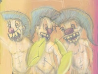 a drawing of a group of clowns