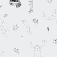 a black and white drawing of various objects