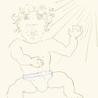 a drawing of a baby in a diaper